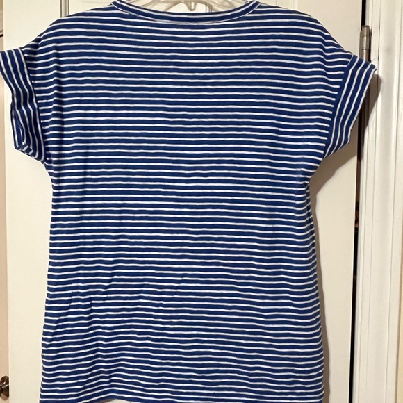 Talbots Blue Striped Tee with Embroidery Detail - Picture 4 of 8